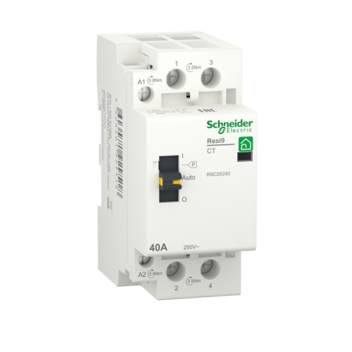 RESI9 Модульный КОНТАКТОР 1P+N 40А 2НО 230/250В АС 50Гц | код R9C20240 | SCHNEIDER ELECTRIC