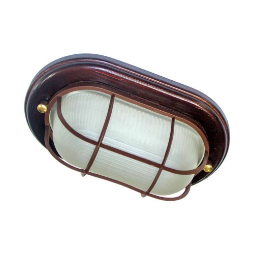 Светильник НПП 03-60-022 "Самарканд" 1402 IP65 овал малый матов./корпус с решеткой дерево венге (инд. упак.)