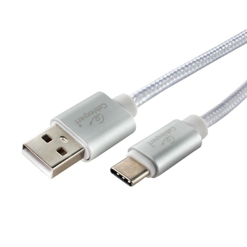 Кабель USB 2.0 Cablexpert CC-U-USBC02S-3M, AM/TypeC, серия Ultra, длина 3м, серебристый, блистер | код CC-U-USBC02S-3M | Cablexpert