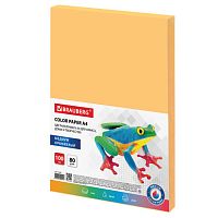 Бумага цветная BRAUBERG, А4, 80 г/м2, 100 л., медиум, оранжевая, для офисной техники, 112457 | код 112457 | BRAUBERG