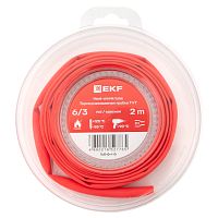 Термоусаживаемая трубка ТУТ нг 6/3 красная ролик 2 м EKF | код tut-6-r-b | EKF