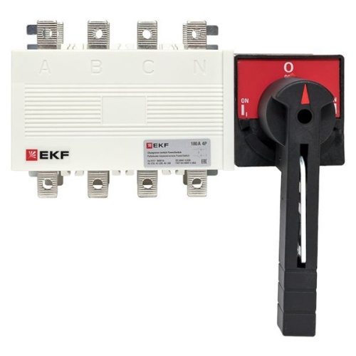 Рубильник-переключатель 100A 4P c рукояткой управления для прямой установки PowerSwitch EKF | код pscs-100-4 | EKF
