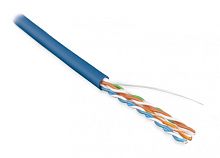 Кабель витая пара неэкран. U/UTP категория 5e 4 пары (24 AWG) одножильный (solid) LSZH нг(С)-HF синий, Hyperline UUTP4-C5E-S24-IN-LSZH-BL-305 (305 м) | код 257780 | Hyperline