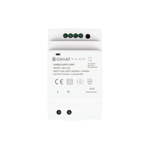 902425 Блок питания на DIN-рейку, 60W, 2.5A, 24V / 90-264VAC, шт | код 902425 | SILAT 902425 Блок питания на DIN-рейку, 60W, 2.5A, 24V / 90-264VAC, шт | код 902425 | SILAT