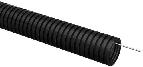 ELASTA Труба гофр. ПВХ d=40мм с зондом черная (15м) IEK | код ET-TG21-121-040-015-K02 | IEK