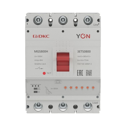 Выключатель автоматический в литом корпусе MGS800H 3P 320-800А 75кА с электронным расцепителем ETS YON MGS800H-3ETS0800 фото 2