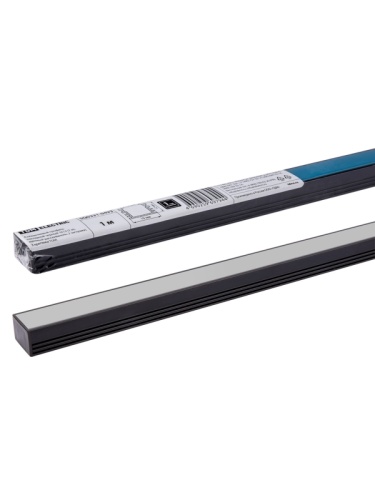 Алюминиевый профиль накладной черный 1612 (1 м), матовый рассеиватель, 2 заглушки, 2 крепежа TDM | код SQ0331-0493 | TDM Алюминиевый профиль накладной черный 1612 (1 м), матовый рассеиватель, 2 заглушки, 2 крепежа TDM | код SQ0331-0493 | TDM