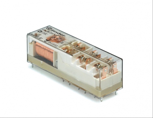 Электромеханическое реле безопасности (реле с принудительным управлением контактами), монтаж на печатную плату, 4NO + 2NC, контакты AgSnO2+Au, катушка 48В DC, влагоащита RTIII | код 501690485420 | FINDER