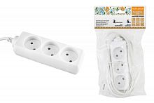 Удлинитель 3 гнезда, 5 метров, б/з, 6 А, 1380 Вт, белый, НАРОДНЫЙ | код SQ1303-1202 | TDM НАРОДНЫЙ