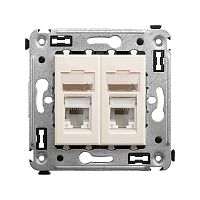 Компьютерная розетка RJ-45 в стену, кат.6А двойная, Avanti, Ванильная дымка | код 4405374 | DKC