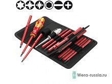 Набор отвёрток-насадок диэлектрических с рукояткой-держателем Kraftform Kompakt VDE 16 Universal 1, 16 предметов | код WE-003474 | Wera