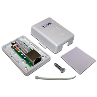 Настенная розетка, 1 порт RJ-45 категории 6, STP, белая | код TWT-SM1-45/S6-WH | TWT