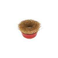 Щетка чашечная для УШМ, витая латунированная проволока, 65мм, М14 | код KR-91-1211 | REXANT