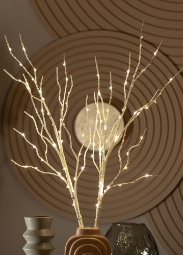Ветвь березы без листьев иммитация 80см 100LED тепл. бел. IP44 6ч таймер провод бел. 50см (уп.2шт) | код KOC_INT-B126 | КОСМОС