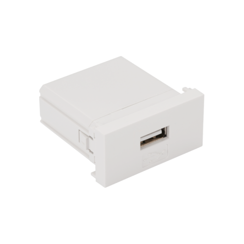 Модуль USB-зарядки, 1 порт USB-A, 2.1A/5V, 22.5x45, белый | код LAN-EZ45x22-1UA/2.1-WH | LANMASTER