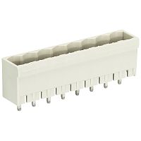 Вилочный разъем, вертикальный, на плату, шаг 5,00 мм, 8 полюсов, фиксация на плате пайкой, 300V, 12А, без маркировки, цвет: серый, серия 8113 S G | код 25.330.3853.0 | Wieland