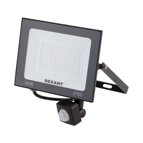 Прожектор LED 50 w 4000 лм 6500 K с микроволновым настраиваемым датчиком движения | код 605-009 | REXANT Прожектор LED 50 w 4000 лм 6500 K с микроволновым настраиваемым датчиком движения | код 605-009 | REXANT