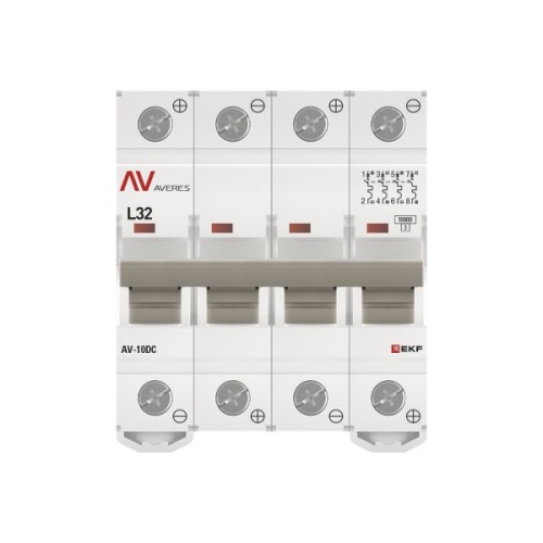 Выключатель автоматический AV-10 DC 4P 32A (L) 10kA EKF AVERES | код mcb10-DC-4-32L-av | EKF фото 5 Выключатель автоматический AV-10 DC 4P 32A (L) 10kA EKF AVERES | код mcb10-DC-4-32L-av | EKF фото 5