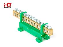 Шина N ноль на DIN-изол тип Стойка ШНИ-6х9-12-Зеленый HLT | код 081-03-073 | HLT