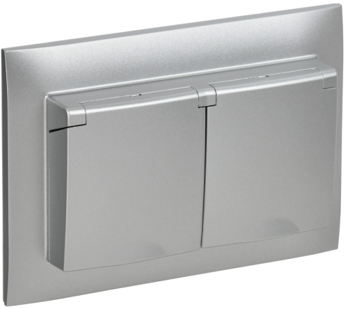 SKANDY Роз. 2-я с кр. 16А в сб IP44 SK-R12S сереб. IEK | код SK-R26-16-44-K23-F | IEK