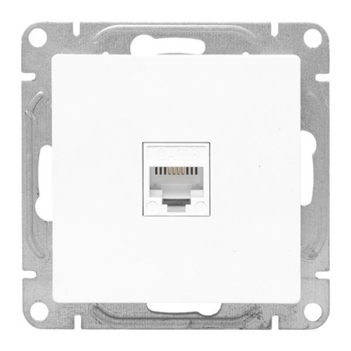 Розетка телефонная 1-м СП Эпика RJ11 механизм бел. EKF UP1-SOW-RJ11