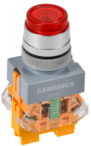 Кнопка D7-11D d=22мм 1з+1р с подсв. кр. GENERICA | код BBT50-11D-3-12-K04-G | GENERICA by IEK Кнопка D7-11D d=22мм 1з+1р с подсв. кр. GENERICA | код BBT50-11D-3-12-K04-G | GENERICA by IEK