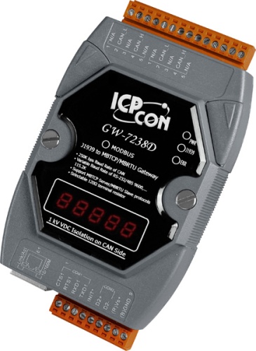 GW-7238D CR J1939 to Modbus TCP Server / RTU Slave Gateway included CA-0910-C cable(RoHS) | код 00-06070547 | ICP DAS