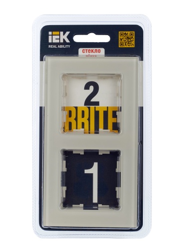Рамка 2-м BRITE РУ-2-2-БрВа стекло ванильн. | код. BR-M22-G-K10 | IEK фото 4