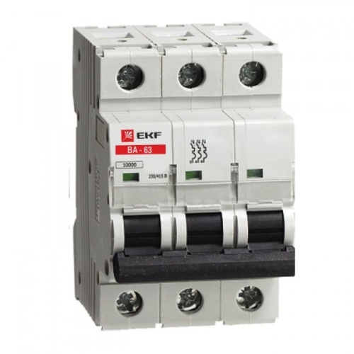 Автоматический выключатель ВА-63, 3P 4А (C) 10kA EKF | код. elr-3-04 | EKF 