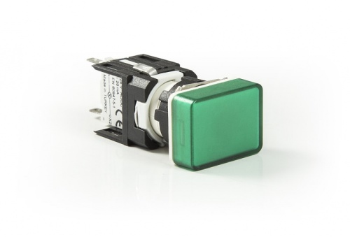 Сигнальная арматура 16 мм, прямоугольная 12-24 AC/DC зелёная | код D090DXY | EMAS Сигнальная арматура 16 мм, прямоугольная 12-24 AC/DC зелёная | код D090DXY | EMAS