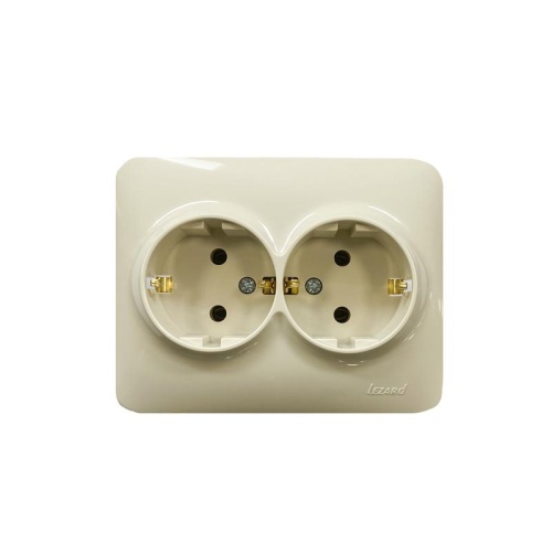 Розетка 2-м Karina Life с заземл. ПБТ крем. | код 708-0300-127B | LEZARD
