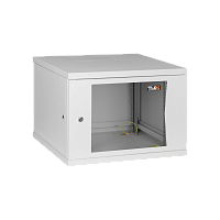 Настенный разборный шкаф TLK 19, 9U, стеклянная дверь, Ш600хВ436хГ450мм, 1 пара монтажных направляющих, серый | код TWI-096045-G-GY | TLK