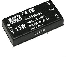 Источник питания DC-DC, 15Вт, вход 36…72В, стабил. выход 12В/125…1250мА, изоляция 1000В DC, 50.8х25.4х11.27мм., -25С…+71С | код SKA15C-12 | MeanWell