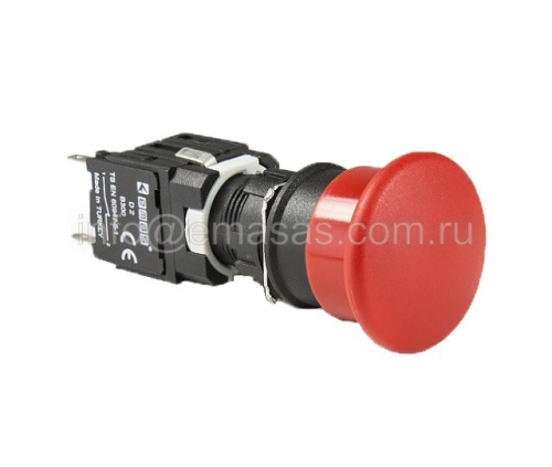 D200YM30K Кнопка нажимная, возвратная, грибовидная, красная (1НЗ) | код D200YM30K | EMAS