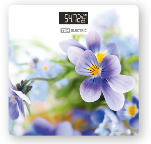 Весы электронные напольные Фиалки, стекло, деление 0,01 кг, макс. 180 кг, 28х28 см, TDM | код SQ4012-0003 | TDM