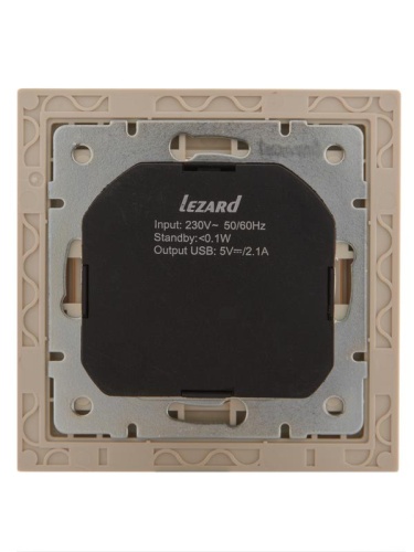 Розетка 1-м СП Rain 16А с заземл. + USB разъем крем. LEZARD 703-0303-181 фото 2 Розетка 1-м СП Rain 16А с заземл. + USB разъем крем. LEZARD 703-0303-181 фото 2