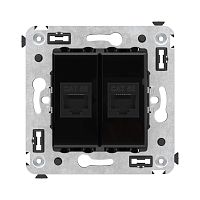 Компьютерная розетка RJ-45 без шторки в стену, кат.5е двойная, Avanti, Черный квадрат | код 4402664 | DKC