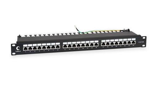 Cabeus PL-24-Cat.5e-SH-Dual IDC Патч-панель 19(1U), 24 порта RJ-45 полностью экранированная, категория 5e, Dual IDC | код 7002c | Cabeus