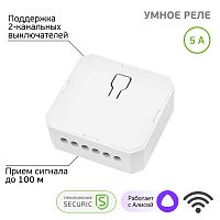 Умное Wi-Fi встраиваемое реле SECURIC двухканальное | код SEC-HV-201-2W | SECURIC