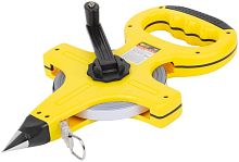 Рулетка геодезическая, стальная лента, желтый открытый пластиковый корпус, прорезиненная ручка 50 м | код 17803 | FIT