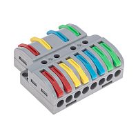 Клемма СМК 4х2 проходная разветвительная 4 полюса, с монтажной площадкой (1 ввод, 2 вывода на полюс) (20 шт/уп) REXANT | код 07-5247 | REXANT