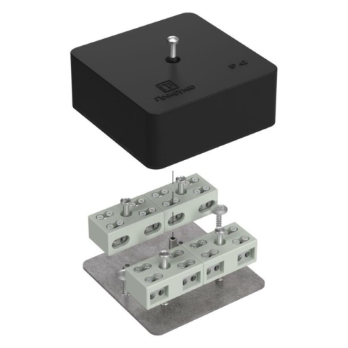 Коробка огнестойкая разветвительная для кабель-канала 40-0450-FR6.0-4-8-Р Е15-Е60 RAL9005 75х75х30 (87 шт/кор) Промрукав | код 40-0450-9005-FR6.0-4-8-Р | ПРОМРУКАВ