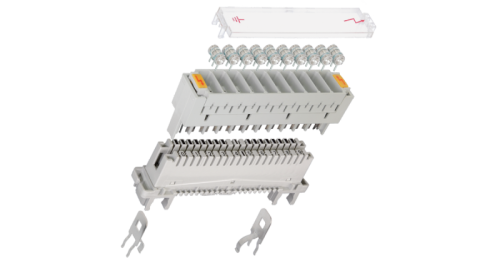Магазин защиты плинтов по напряжению NIKOMAX, на 10 пар, используется с трехконтактными разрядниками, серый | код NMC-PL-PM10 | NIKOMAX Магазин защиты плинтов по напряжению NIKOMAX, на 10 пар, используется с трехконтактными разрядниками, серый | код NMC-PL-PM10 | NIKOMAX