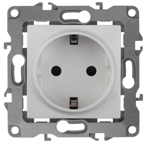 Механизм розетки 1-м СП 12 12-2101-01 16А IP20 16AX 250В 2P+E Schuko бел. | код Б0014675 | Эра