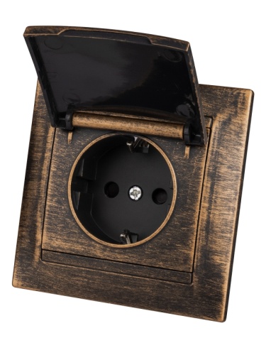 Розетка 2П+З 16А 250В IP44 с защ. шт. с крышкой старинная бронза Лама TDM | код SQ1815-0755 | TDM Розетка 2П+З 16А 250В IP44 с защ. шт. с крышкой старинная бронза Лама TDM | код SQ1815-0755 | TDM