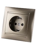 Розетка 2П+З 16А 250В с защ. шт. бронза Лама TDM | код SQ1815-0711 | TDM