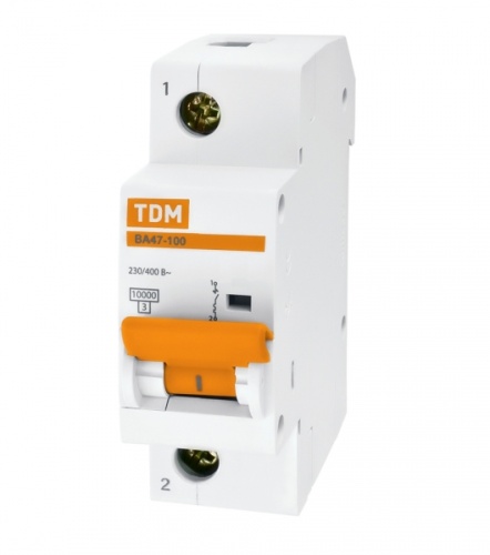 Выключатель автоматический  однополюсный ВА47-100 20А D 10кА | код. SQ0207-0003 | TDM 