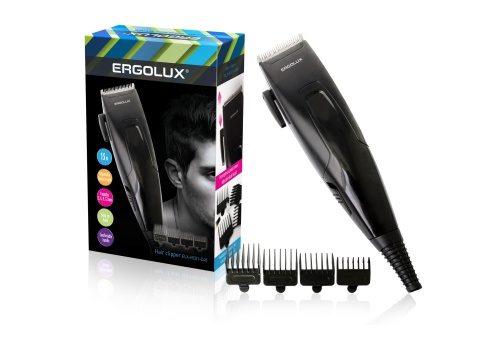 Машинка ELX-HC01-C48 для стрижки волос 15Вт 220-240В черн. | код 13135 | Ergolux