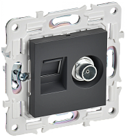 SKANDY Роз. двойная TV+RJ45 кат.6E SK-A15T титан IEK | код SK-AK20-2-K48 | IEK