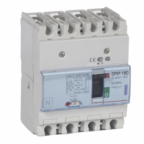 Автоматический выключатель DPX3 160 - термомагнитный расцепитель - 50 кА - 400 В~ - 4П - 25 А | код. 420131 | Legrand 
